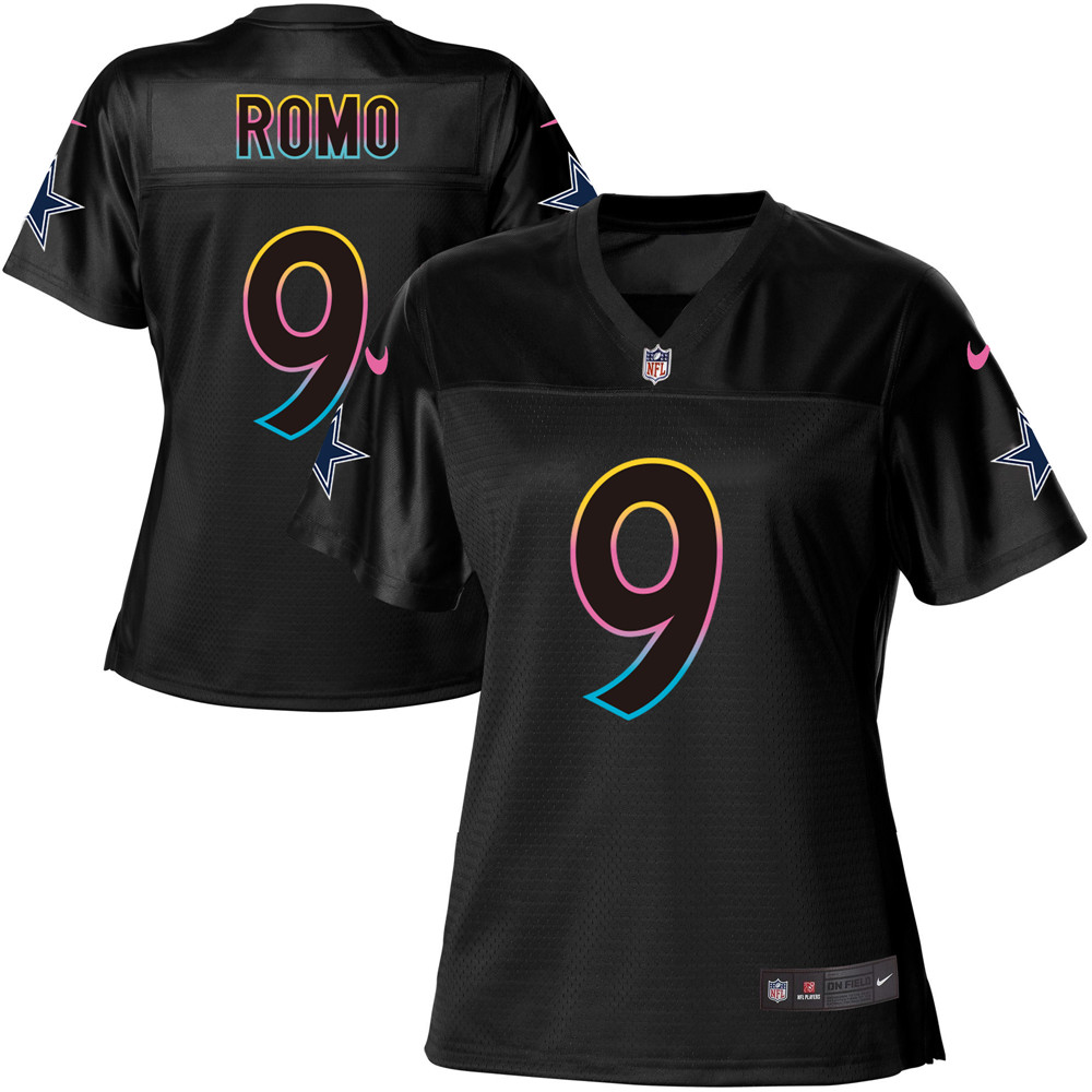 Women's Game Tony Romo Nike Jersey Black - #9 Fashion NFL Dallas Cowboys